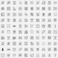 paquete de 100 iconos de líneas universales para móviles y web vector