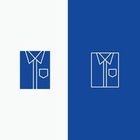 Shirt Cloth Clothing Dress Fashion Formal Wear Line and Glyph Solid icon Blue banner Line and Glyph vector