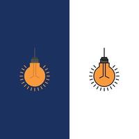 Light Bulb Idea Tips Suggestion  Icons Flat and Line Filled Icon Set Vector Blue Background