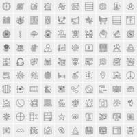 paquete de 100 iconos de líneas universales para móviles y web vector