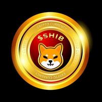 shiba inu shib moneda de oro icono de moneda criptográfica vector