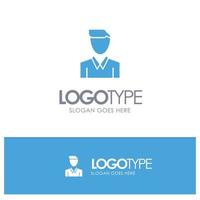 Account Human Man Person Profile Blue Solid Logo with place for tagline vector