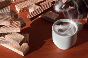 Coffee cup and waffels photo