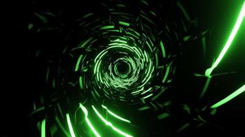 tunnel vert aux lignes hypnotiques. animation en boucle transparente video