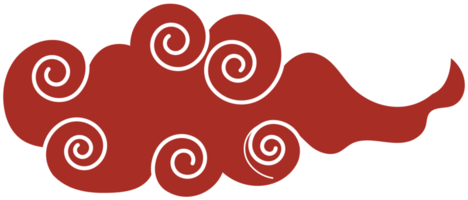 kinesisk moln. traditionell böjd röd och vit design element png