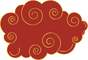 Chinese Cloud. Traditional Curved Red Golden Gradient Design Element png