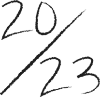 2023 feliz ano novo numérico. texto de pincelada grunge png