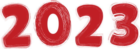 2023 contento nuovo anno numerico. grunge pennellata testo png