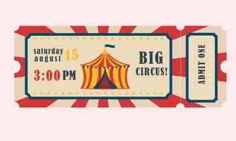 Ticket to the circus is white and red. Great Circus vector