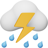 Thunderstorm 3d rendering isometric icon. png