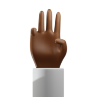 3 dita su con pollice giù 3d africano mano davanti Visualizza png