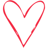 Simple red heart, hand drawn illustration in doodle style. Valentine's day, love, romance. Transparent PNG clipart