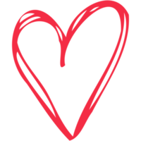 Simple red heart, hand drawn illustration in doodle style. Valentine's day, love, romance. Transparent PNG clipart