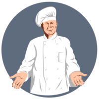 chef cuisinier boulanger tenant avec les bras sur le côté png