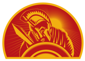 Roman soldier or gladiator with sword and shield png