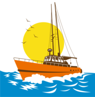 barco de pesca no mar png