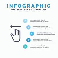 Hand Arrow Gestures Left Line icon with 5 steps presentation infographics Background vector