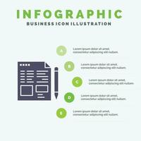 File Text Pencil Education Infographics Presentation Template 5 Steps Presentation vector