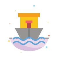 Ship Beach Boat Summer Abstract Flat Color Icon Template vector