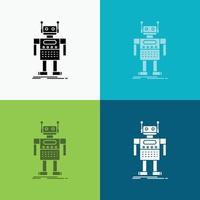 robot. Android. artificial. bot. technology Icon Over Various Background. glyph style design. designed for web and app. Eps 10 vector illustration