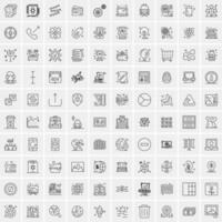 conjunto de 100 iconos de línea de negocios creativos vector