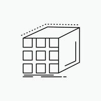 resumen. agregación. cubo. dimensional. icono de línea de matriz. ilustración vectorial aislada vector