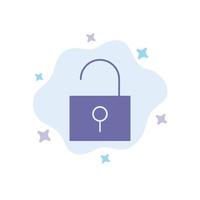Lock Unlocked User Interface Blue Icon on Abstract Cloud Background vector