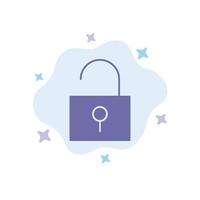 Lock Unlocked User Interface Blue Icon on Abstract Cloud Background vector