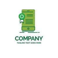 certificate. certification. App. application. approval Flat Business Logo template. Creative Green Brand Name Design. vector