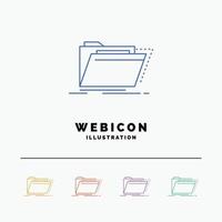 Archive. catalog. directory. files. folder 5 Color Line Web Icon Template isolated on white. Vector illustration