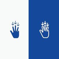 Finger Down Arrow Gestures Line and Glyph Solid icon Blue banner Line and Glyph Solid icon Blue bann vector