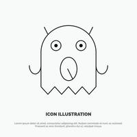 Monster Alien Space Vector Line Icon