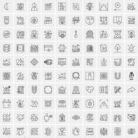 paquete de 100 iconos de líneas universales para móviles y web vector