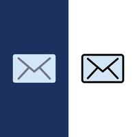 Email Mail Message  Icons Flat and Line Filled Icon Set Vector Blue Background