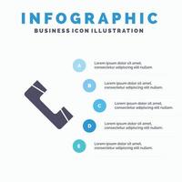 Call Contact Phone Telephone Solid Icon Infographics 5 Steps Presentation Background