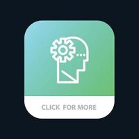 Brain Process Learning Mind Mobile App Button Android and IOS Line Version vector