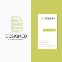 Business Logo for Bill. excel. file. invoice. statement. Vertical Green Business .Visiting Card template. Creative background vector illustration