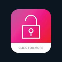 Lock Unlocked User Interface Mobile App Button Android and IOS Line Version vector