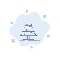 Tree Forest Christmas XMas Blue Icon on Abstract Cloud Background vector