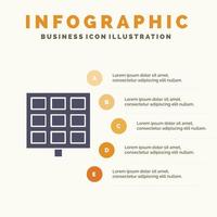 panel solar construcción sólido icono infografía 5 pasos presentación antecedentes vector