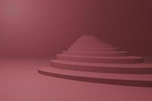 postal de boda, escalera de expansión desde la pared sobre fondo rosa pastel copia espacio 3d render. foto