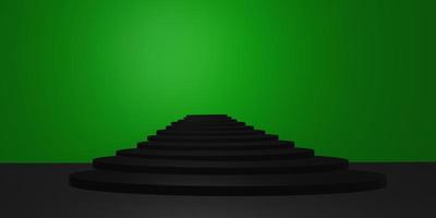 black staircase in the middle and green chroma key in the background, movie theater poster 3d render photo