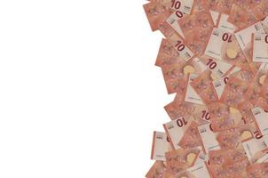 Pattern part of 10 euro banknote close-up with small red details photo
