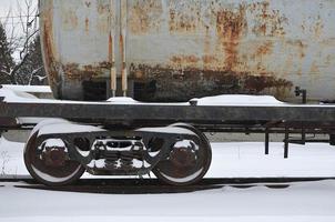 Parts of the snowy freight railcar photo