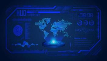 Modern World Map Holographic Projector on Technology Background vector