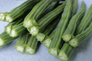 Drumstick Vegetable or Moringa on display in white background photo