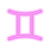 signo zodiacal de neón rosa géminis en blanco. predicciones, astrología, horóscopo. vector