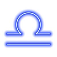 Blue neon zodiac sign Libra on white. Predictions, astrology, horoscope. vector