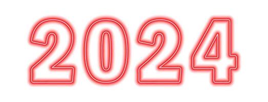 Red neon colored 2024 year isolated on white vector