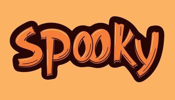 Halloween vector sticker Spooky Hand drawn Halloween lettering sign. Doodle for logo, poster, emblem, greeting card. Cartoon style